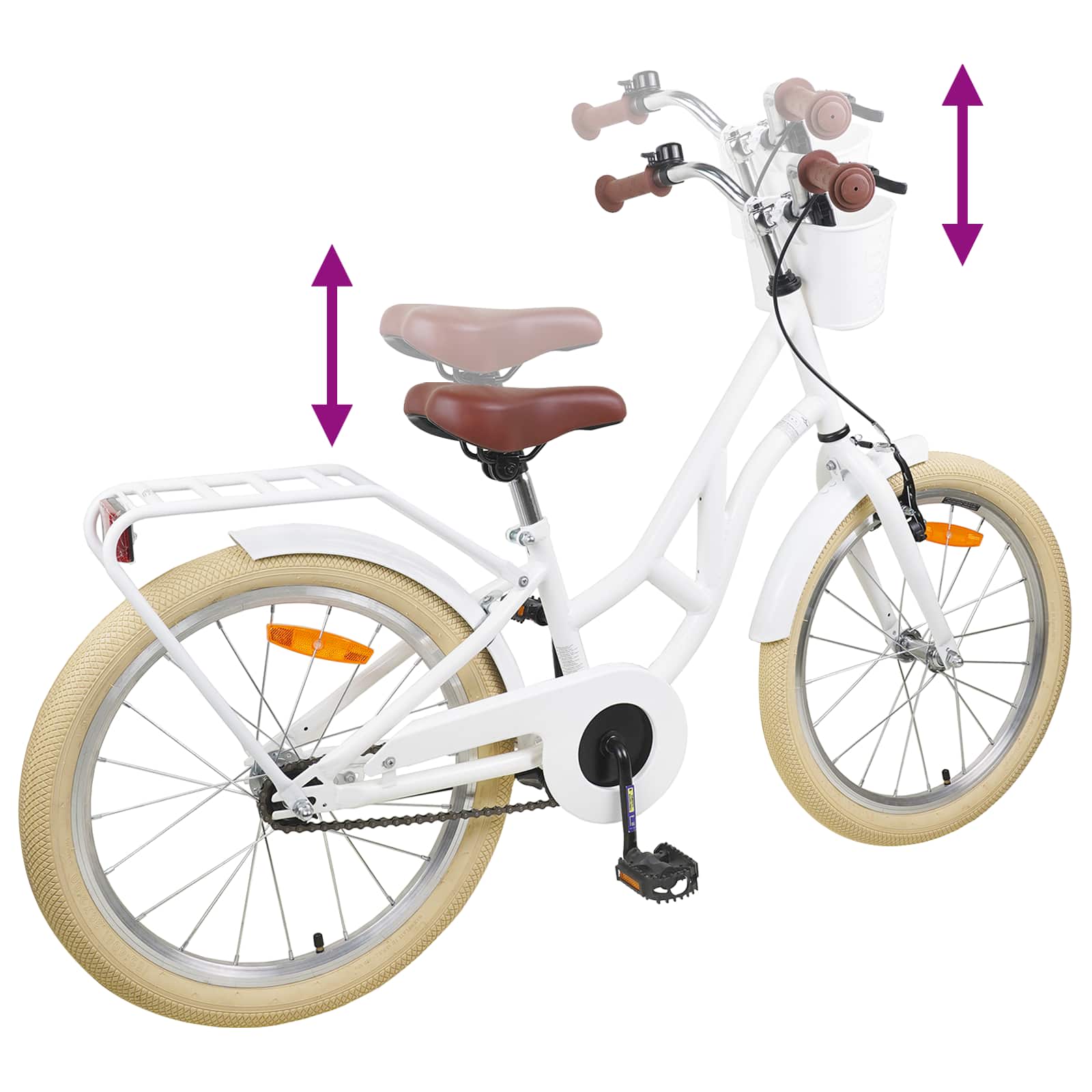Bicicletta per Bambini 24 Pollici per 8-12 anni Bianco