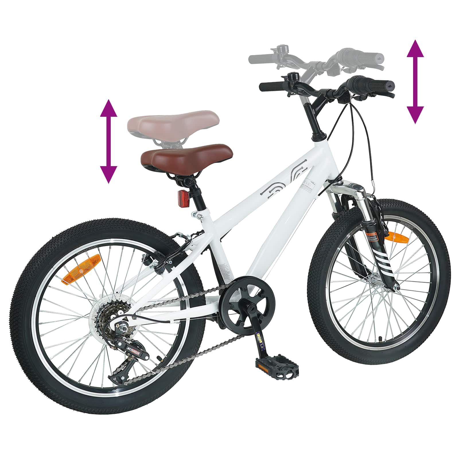 Mountain Bike 24 Pollici 6-Velocità per 8-12 anni Bianco