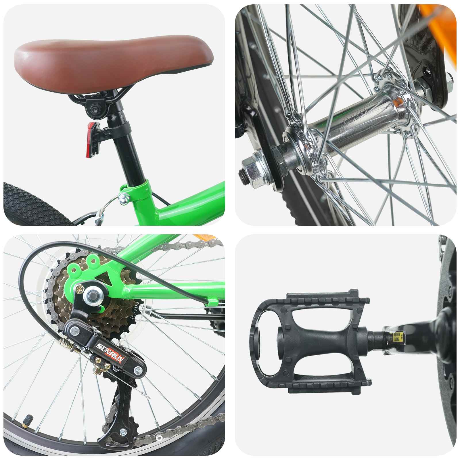 Mountain Bike 24 Pollici 6-Velocità per 8-12 anni Verde