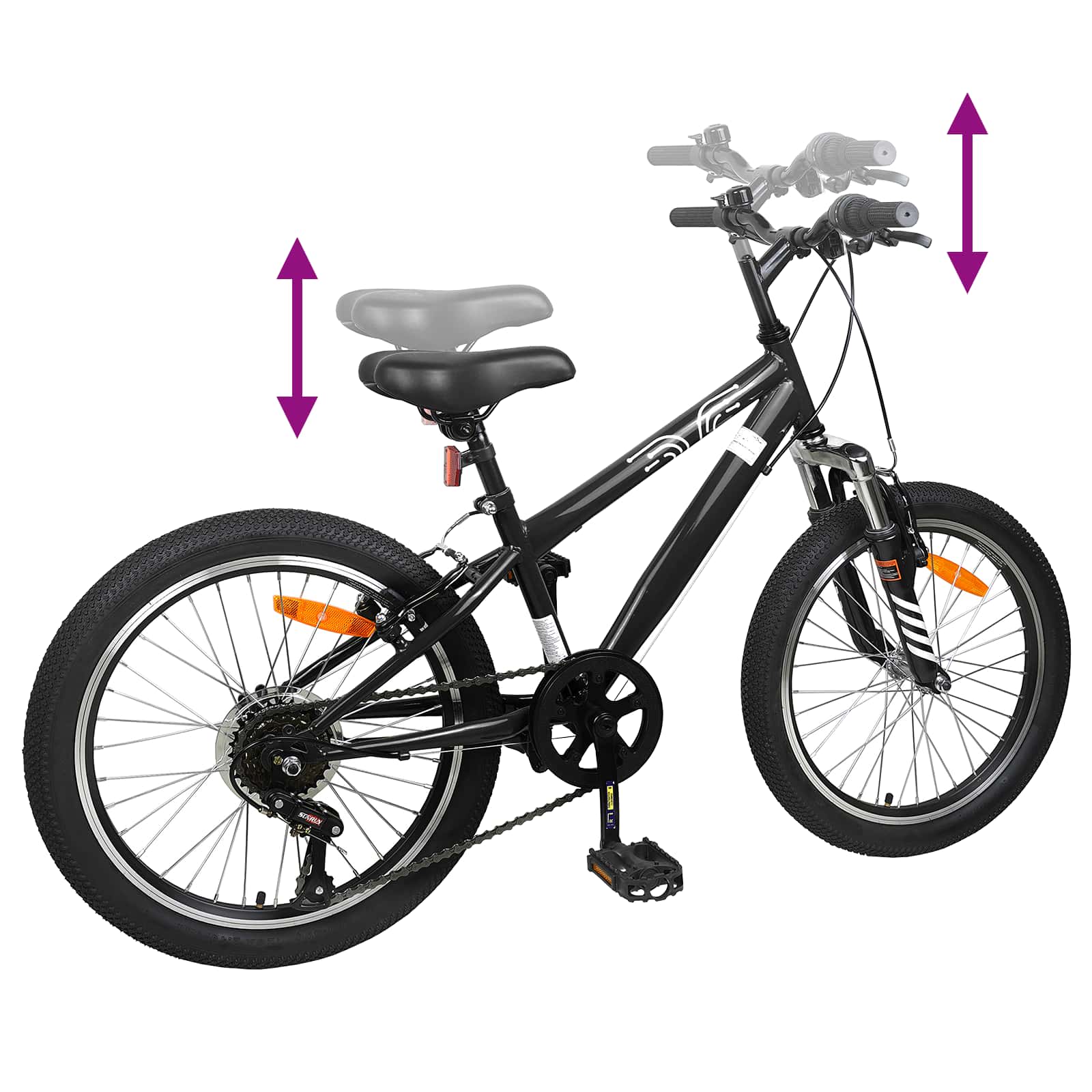 Mountain Bike 20 Pollici 6-Velocità per 5-8 anni Nero