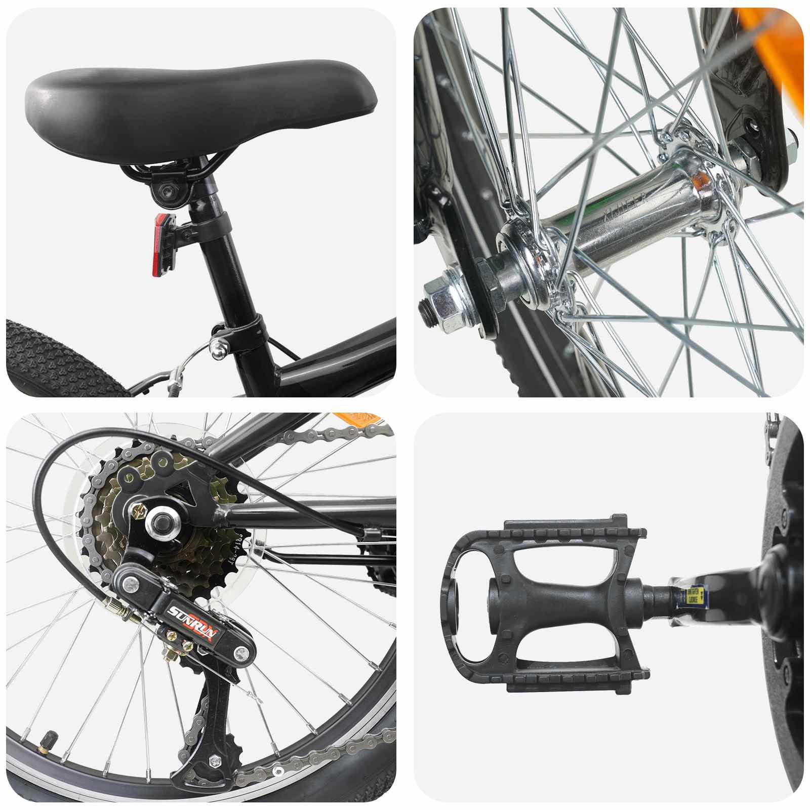 Mountain Bike 24 Pollici 6-Velocità per 8-12 anni Nero