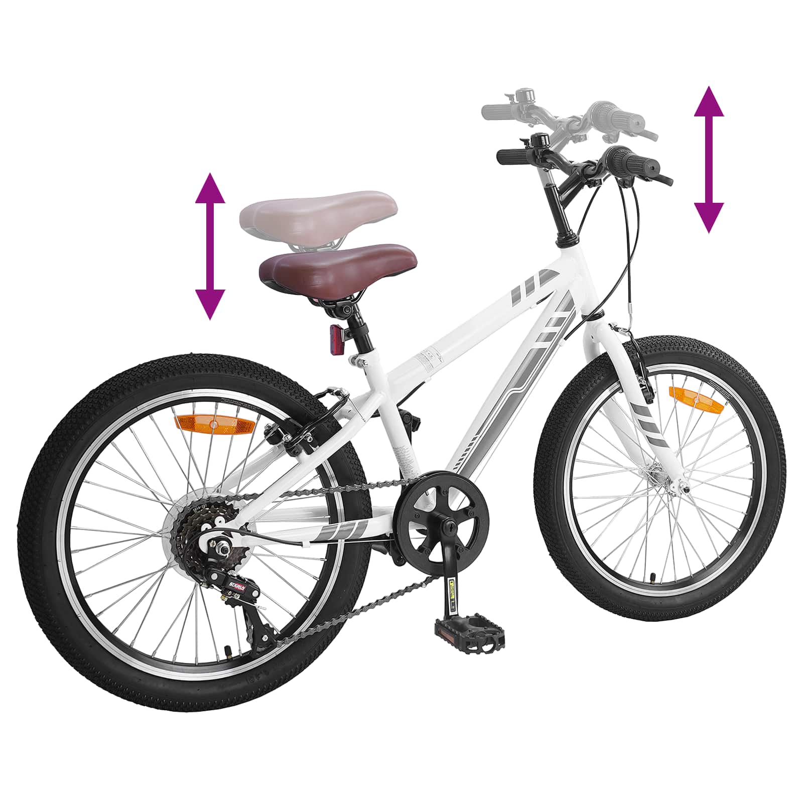Mountain Bike 20 Pollici 6-Velocità per 5-8 anni Bianco