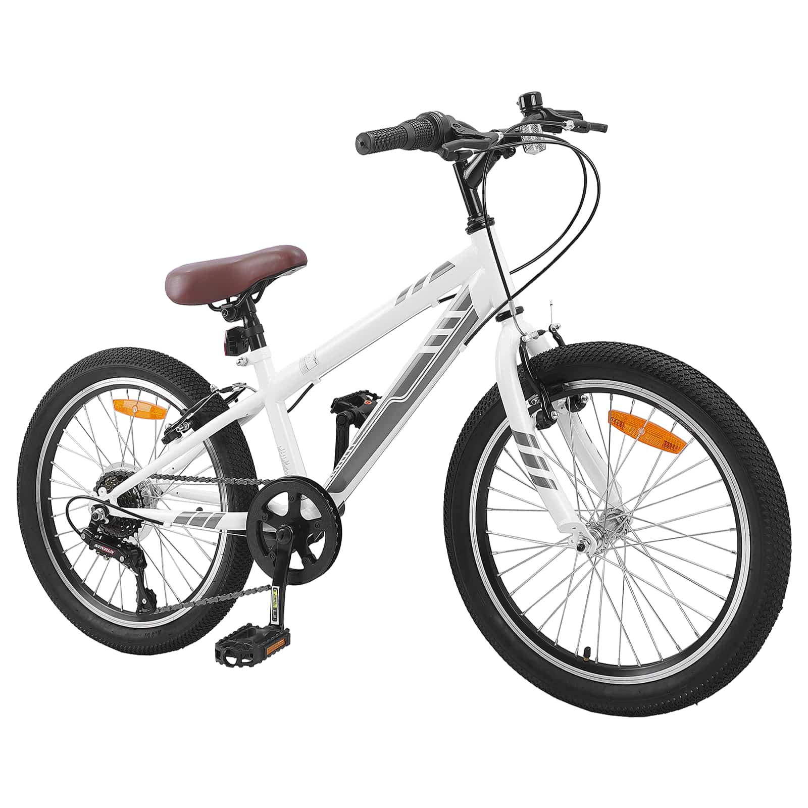 Mountain Bike 24 Pollici 6-Velocità per 8-12 anni Bianco