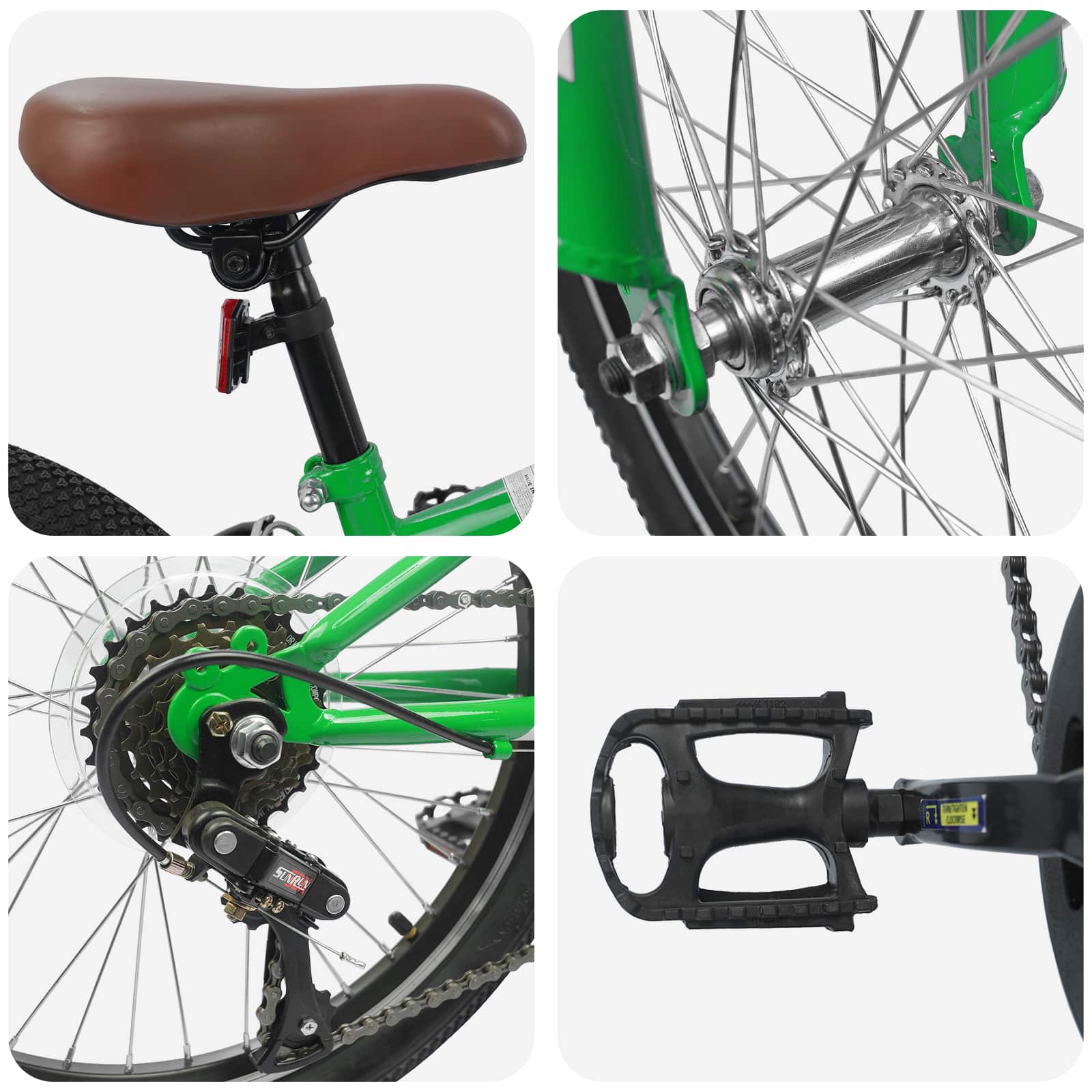 Mountain Bike 20 Pollici 6-Velocità per 5-8 anni Verde