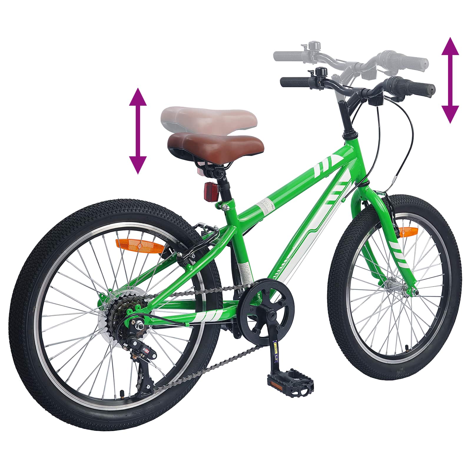 Mountain Bike 20 Pollici 6-Velocità per 5-8 anni Verde