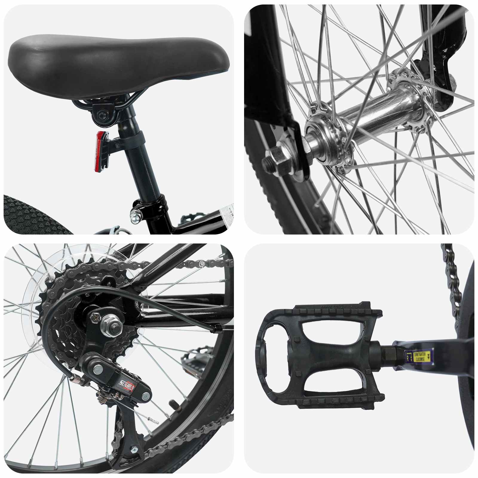 Mountain Bike 20 Pollici 6-Velocità per 5-8 anni Nero