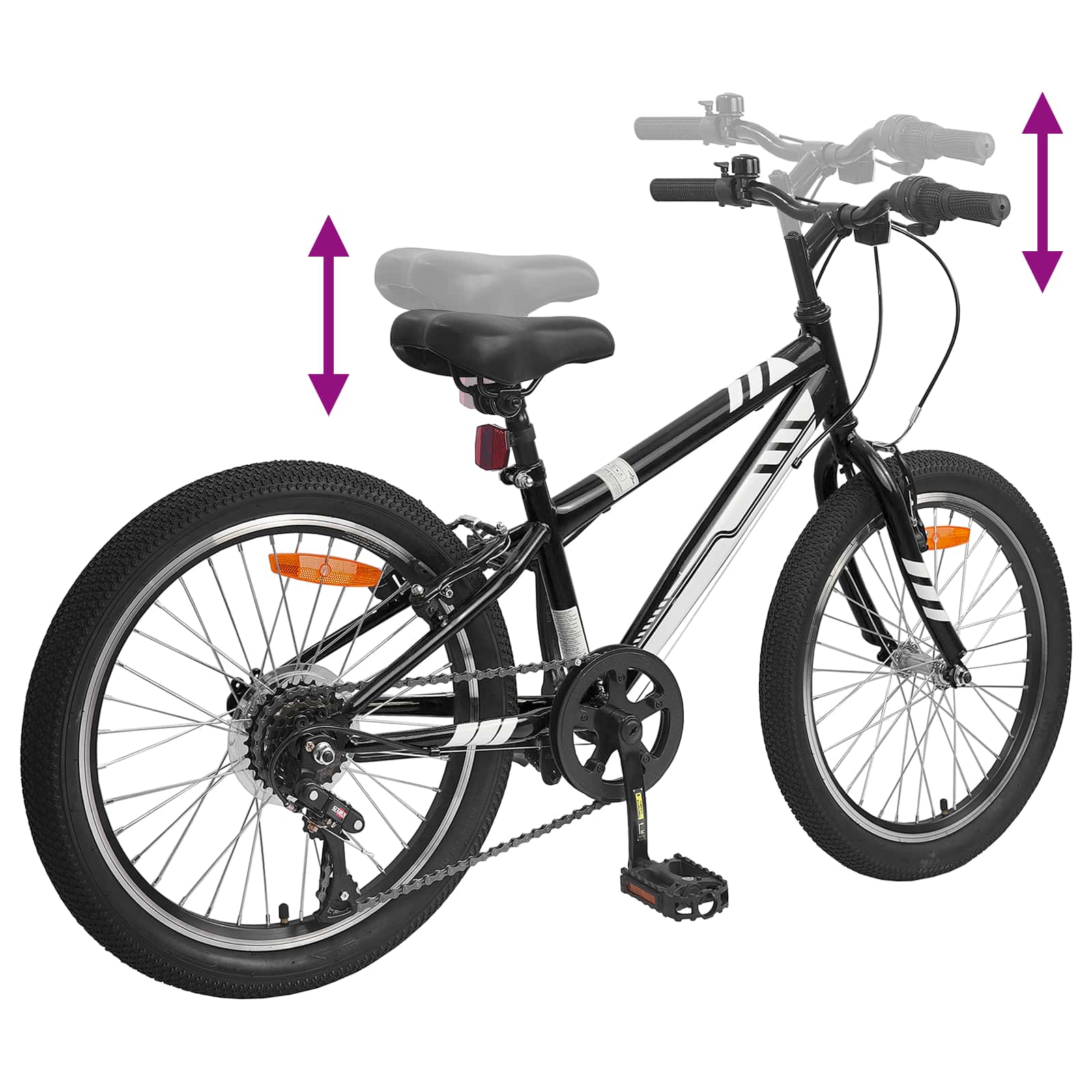 Mountain Bike 20 Pollici 6-Velocità per 5-8 anni Nero