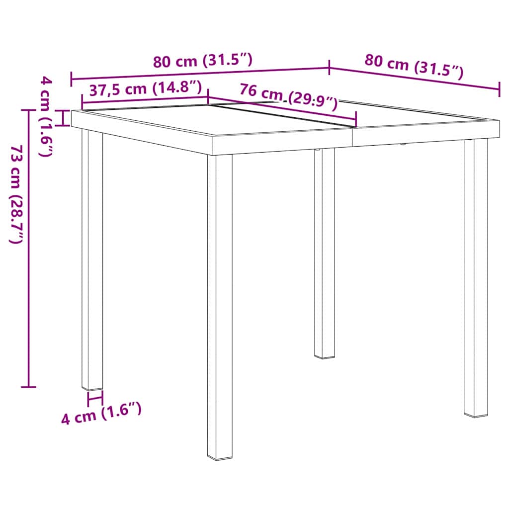 Tavolo da Giardino Nero 80 x 80 x 73 cm Metallo