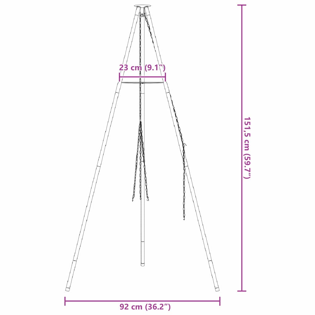 Treppiede da Campeggio Nero 92 x 92 x 151,5 cm Acciaio