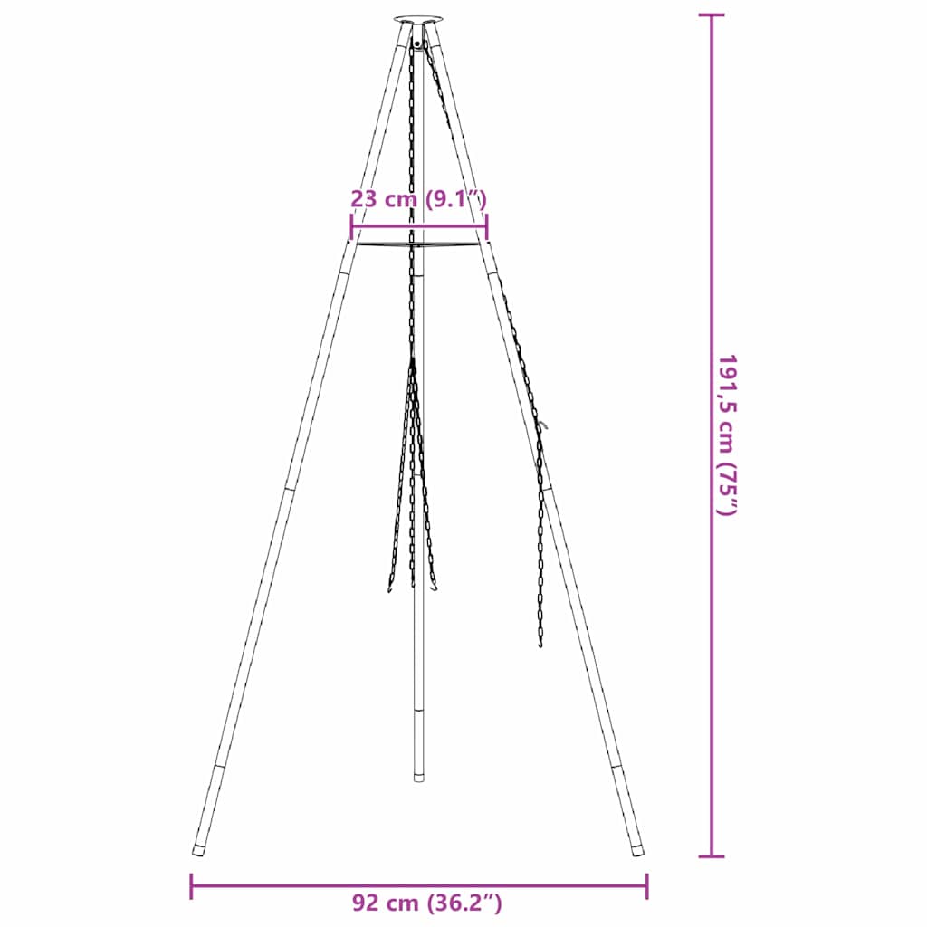Treppiede da Campeggio Nero 92 x 92 x 191,5 cm Acciaio