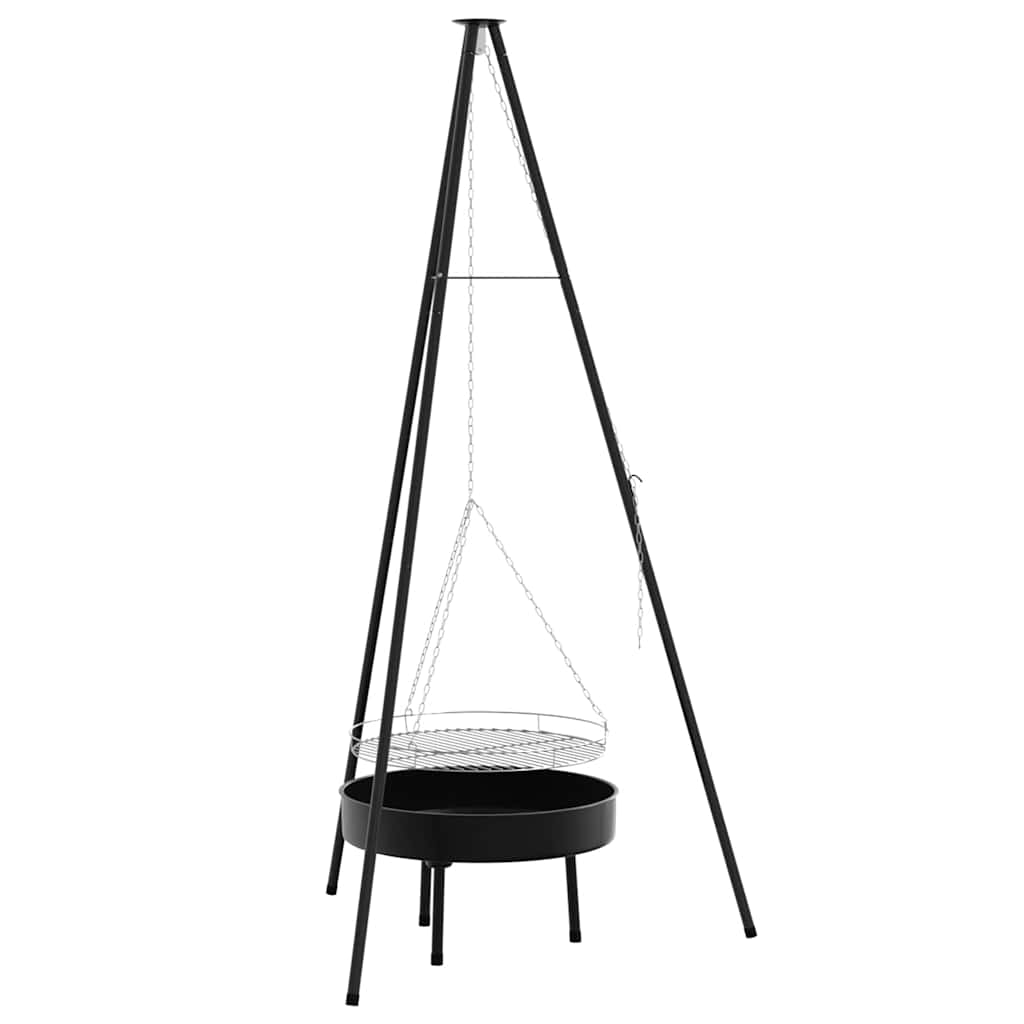 Treppiede da Campeggio 3 pz Nero Acciaio