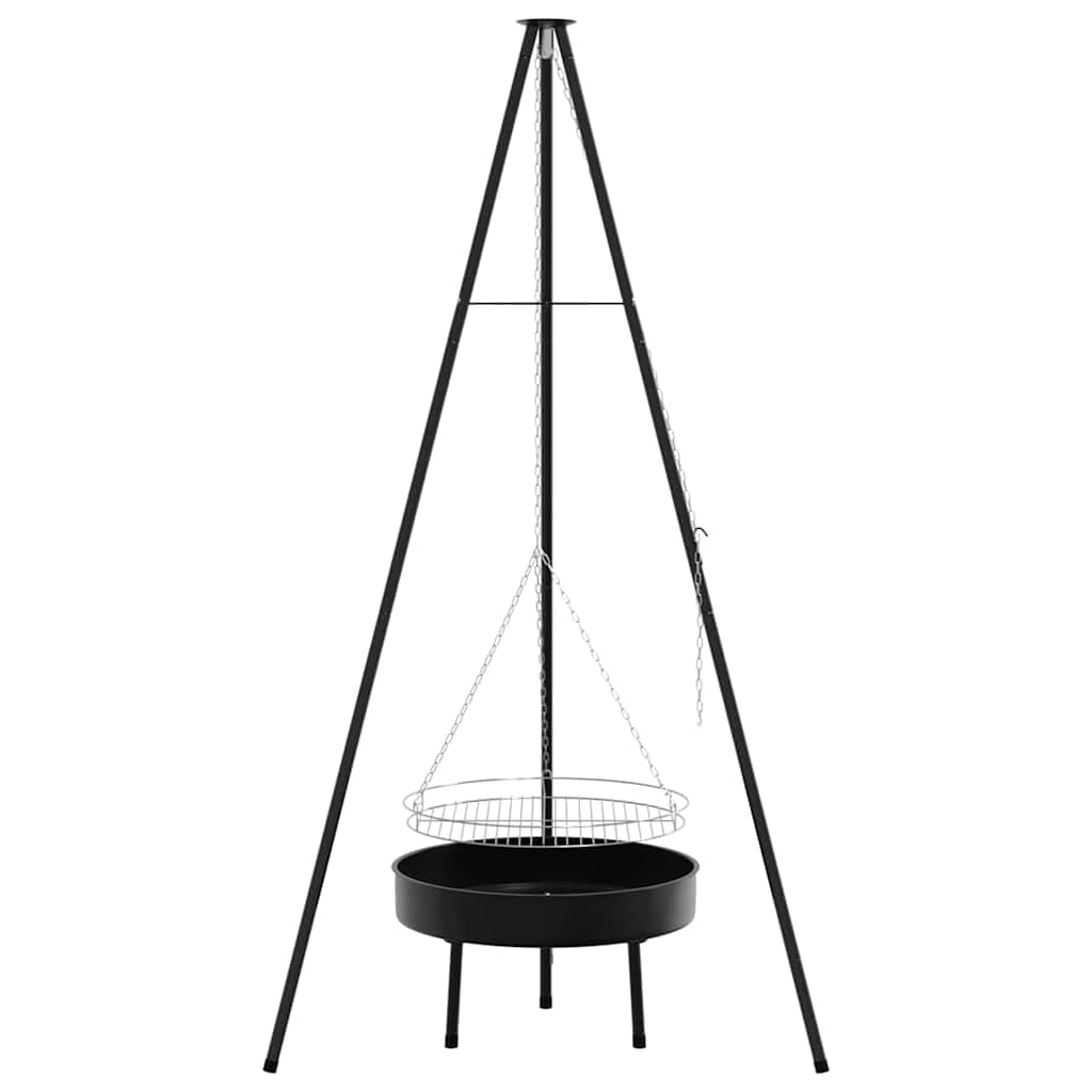 Treppiede da Campeggio 3 pz Nero Acciaio
