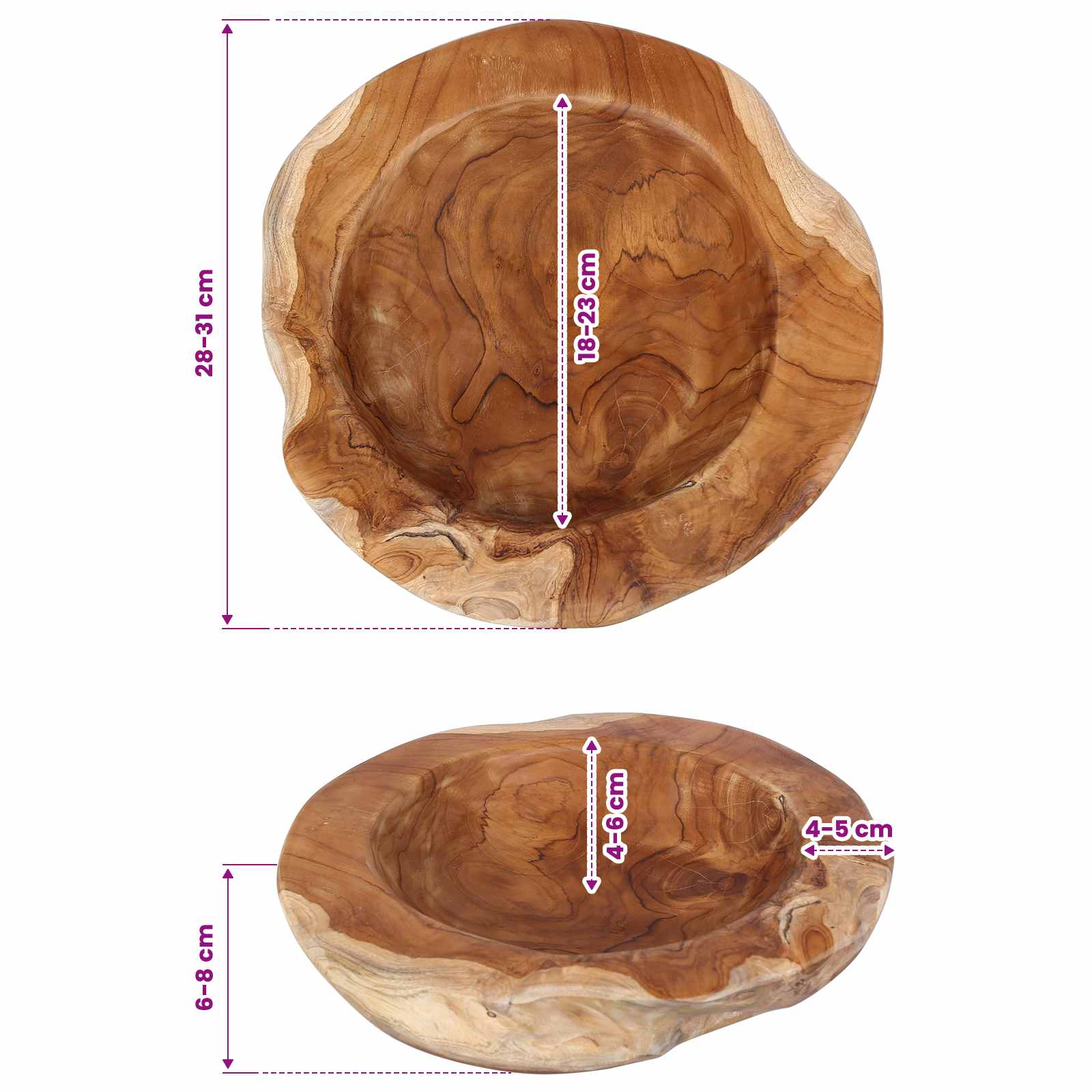 Portafrutta JEPARA Ø 30 cm Legno di teak massello Rotondo