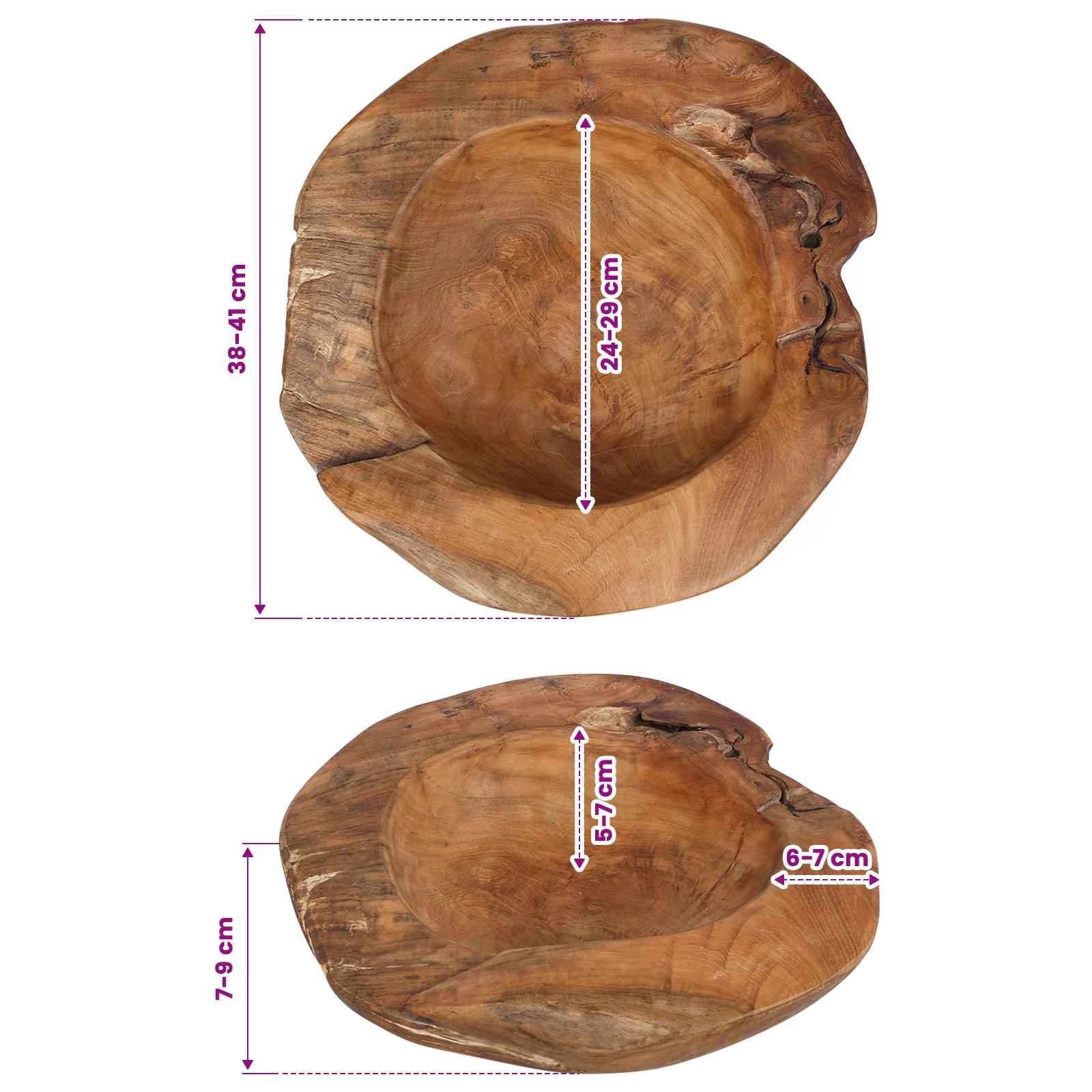 Portafrutta JEPARA Ø 40 cm Legno di teak massello Rotondo