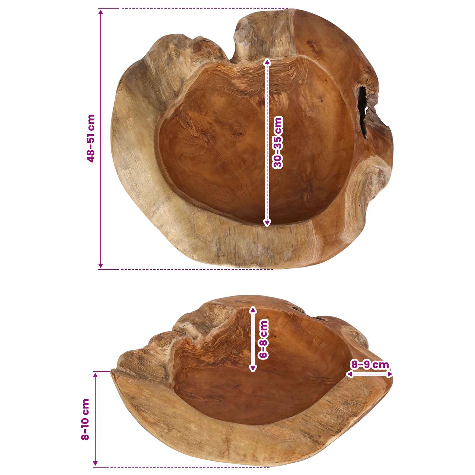 Portafrutta JEPARA Ø 50 cm Legno di teak massello Rotondo