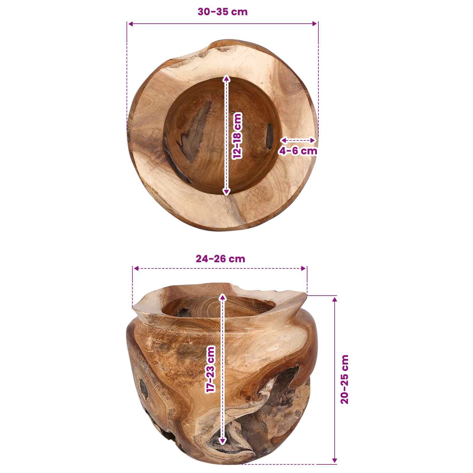 Portafrutta JEPARA Marrone Teak Ø 35 cm
