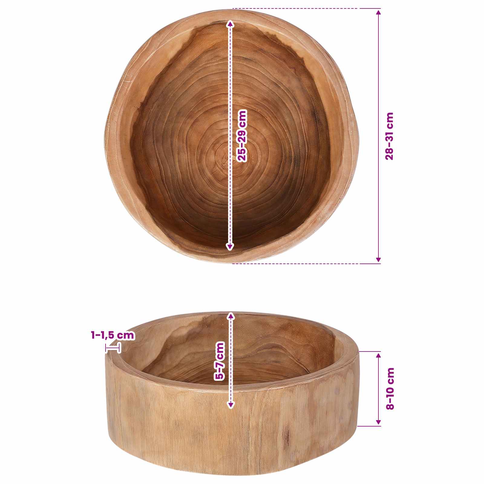 Portafrutta JEPARA Marrone Teak Ø 30 cm