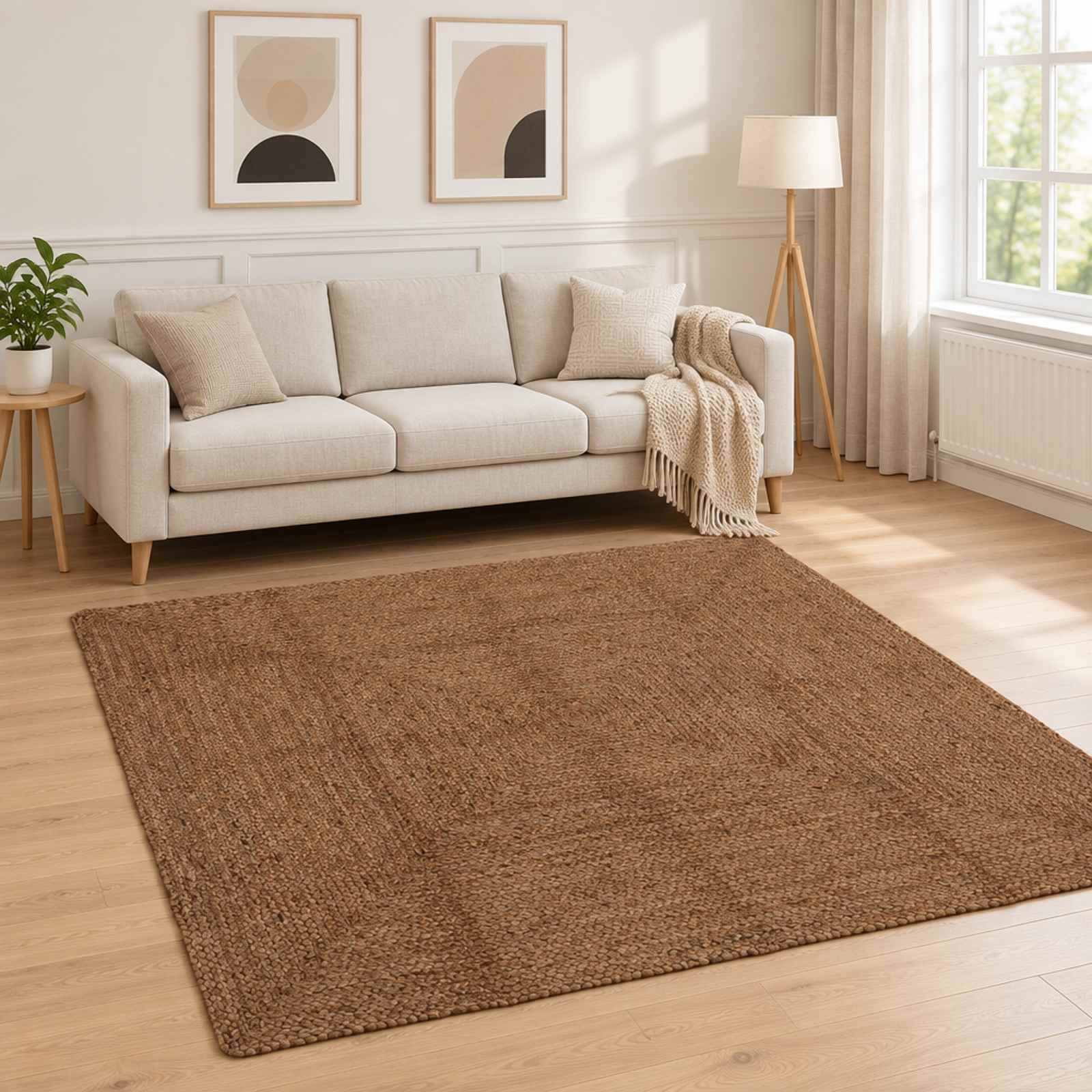 Tappeto da Area Grigio 200 x 200 cm Juta