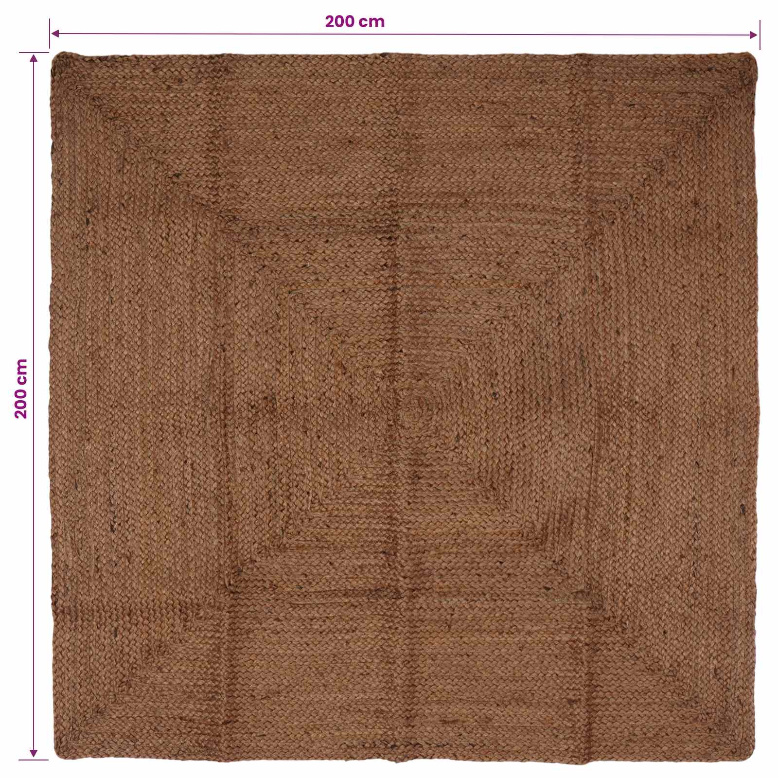 Tappeto da Area Grigio 200 x 200 cm Juta