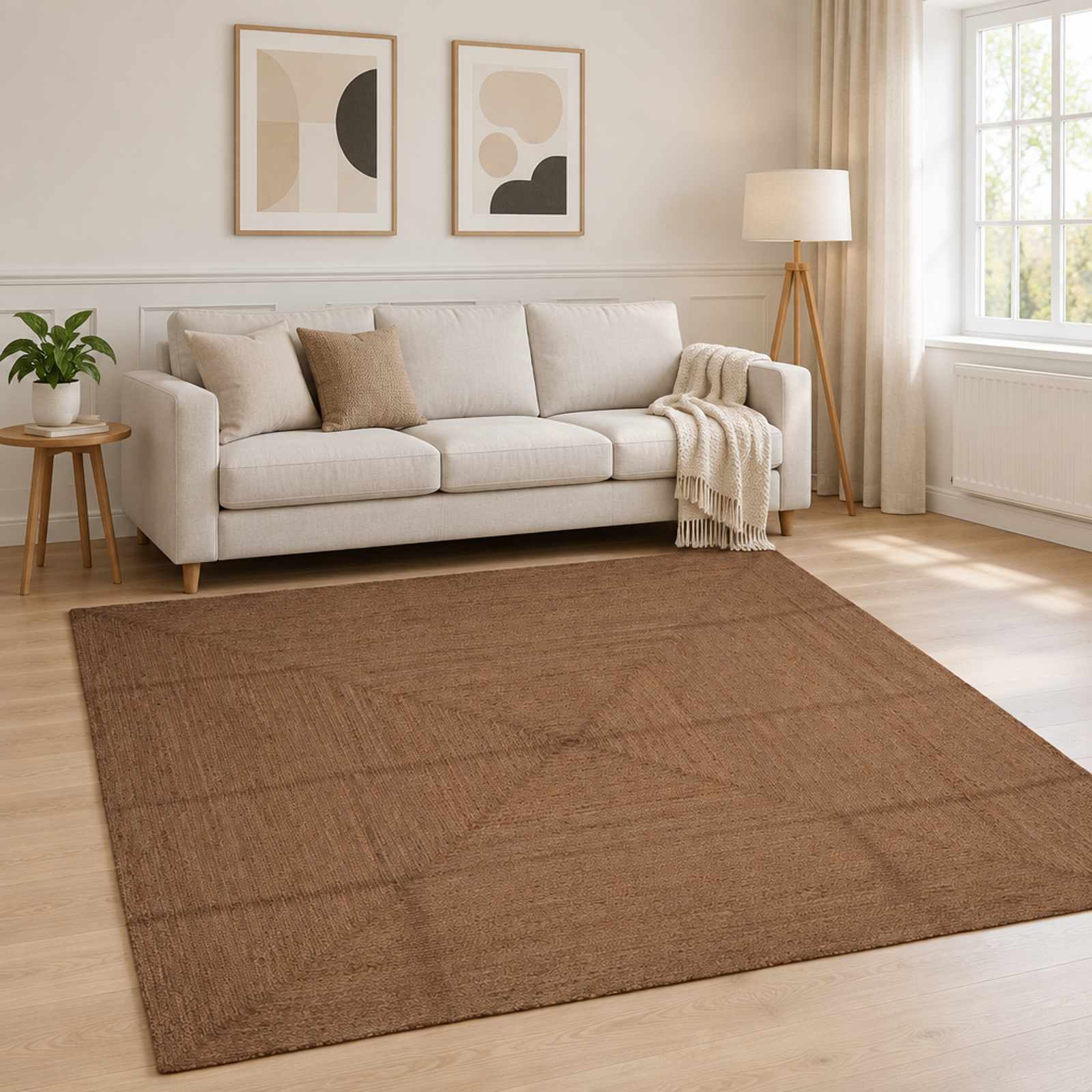 Tappeto da Area Grigio 240 x 240 cm Juta