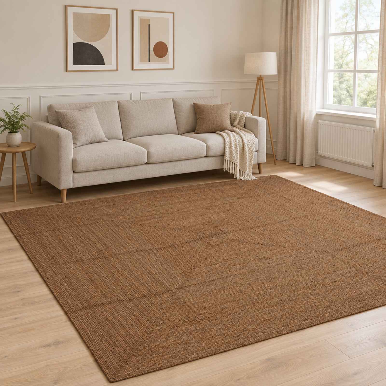 Tappeto da Area Grigio 300 x 300 cm Juta