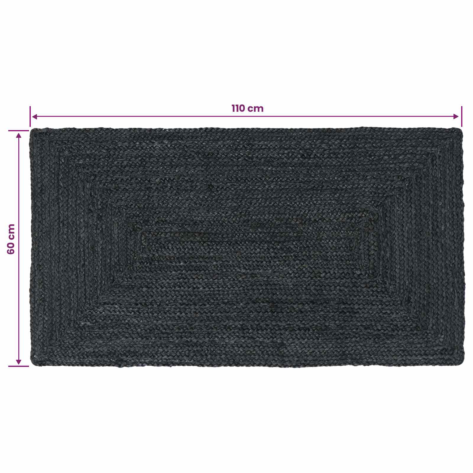 Tappeto da Area Grigio Scuro 60 x 110 cm Juta