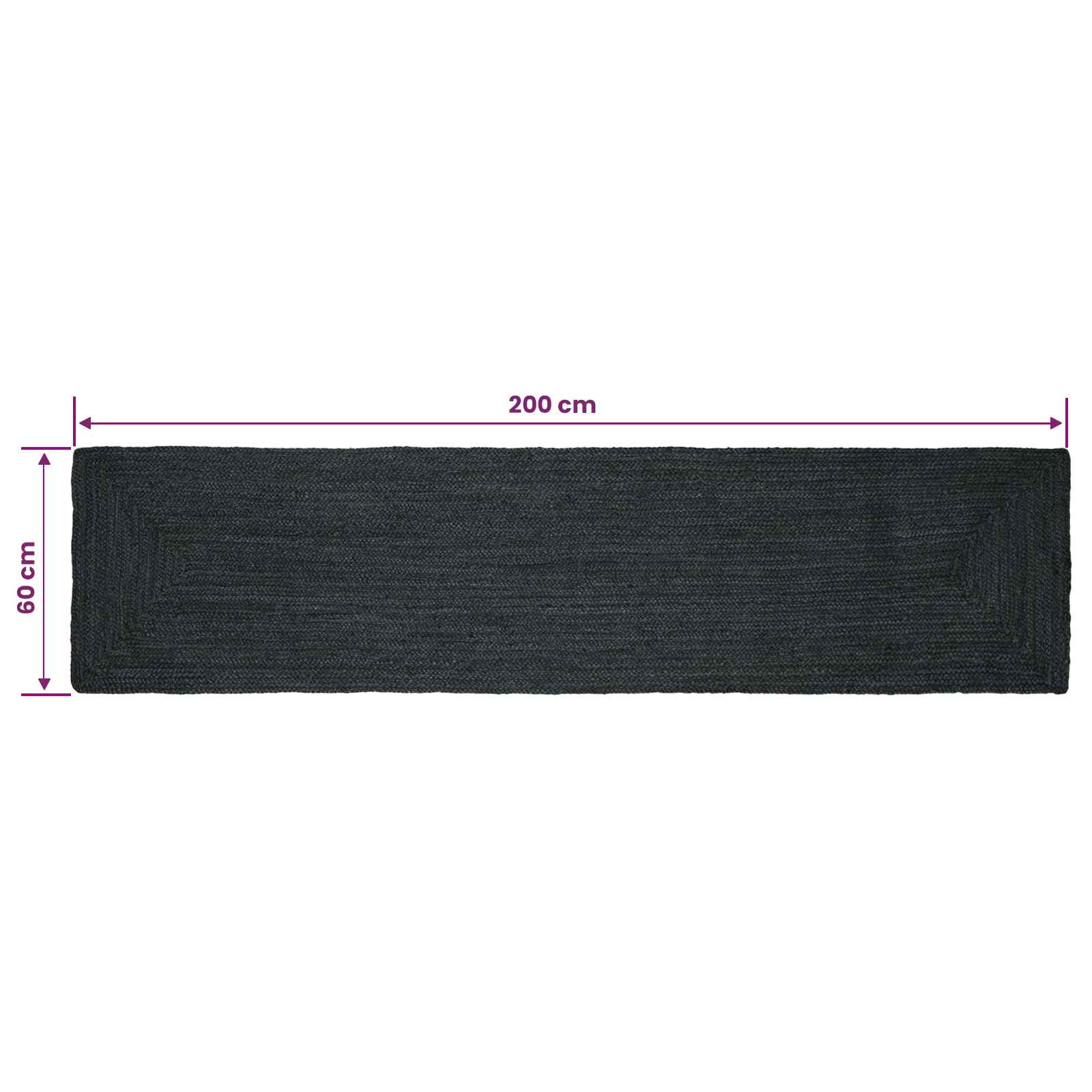 Tappeto da Area Grigio Scuro 60 x 200 cm Juta