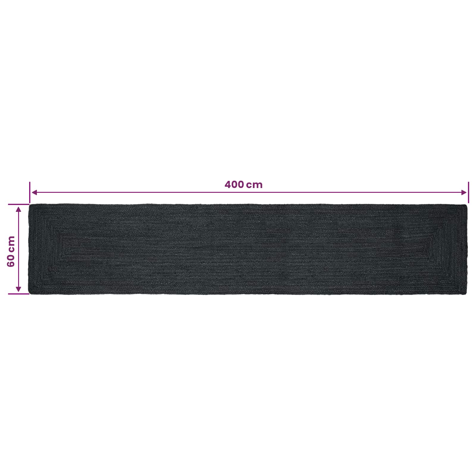 Tappeto da Area Grigio Scuro 60 x 400 cm Juta