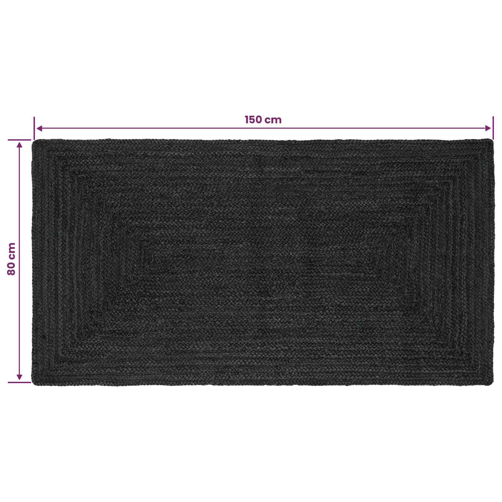 Tappeto da Area Grigio Scuro 80 x 150 cm Juta