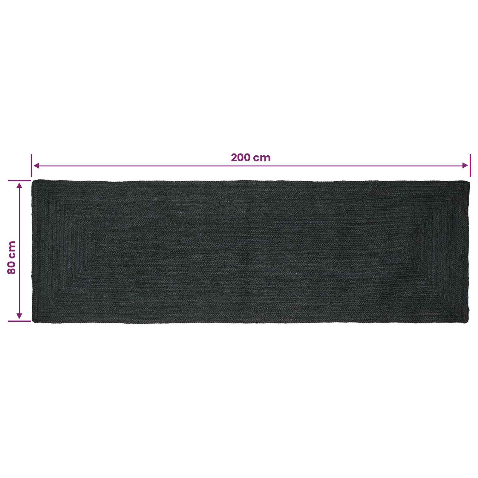 Tappeto da Area Grigio Scuro 80 x 200 cm Juta