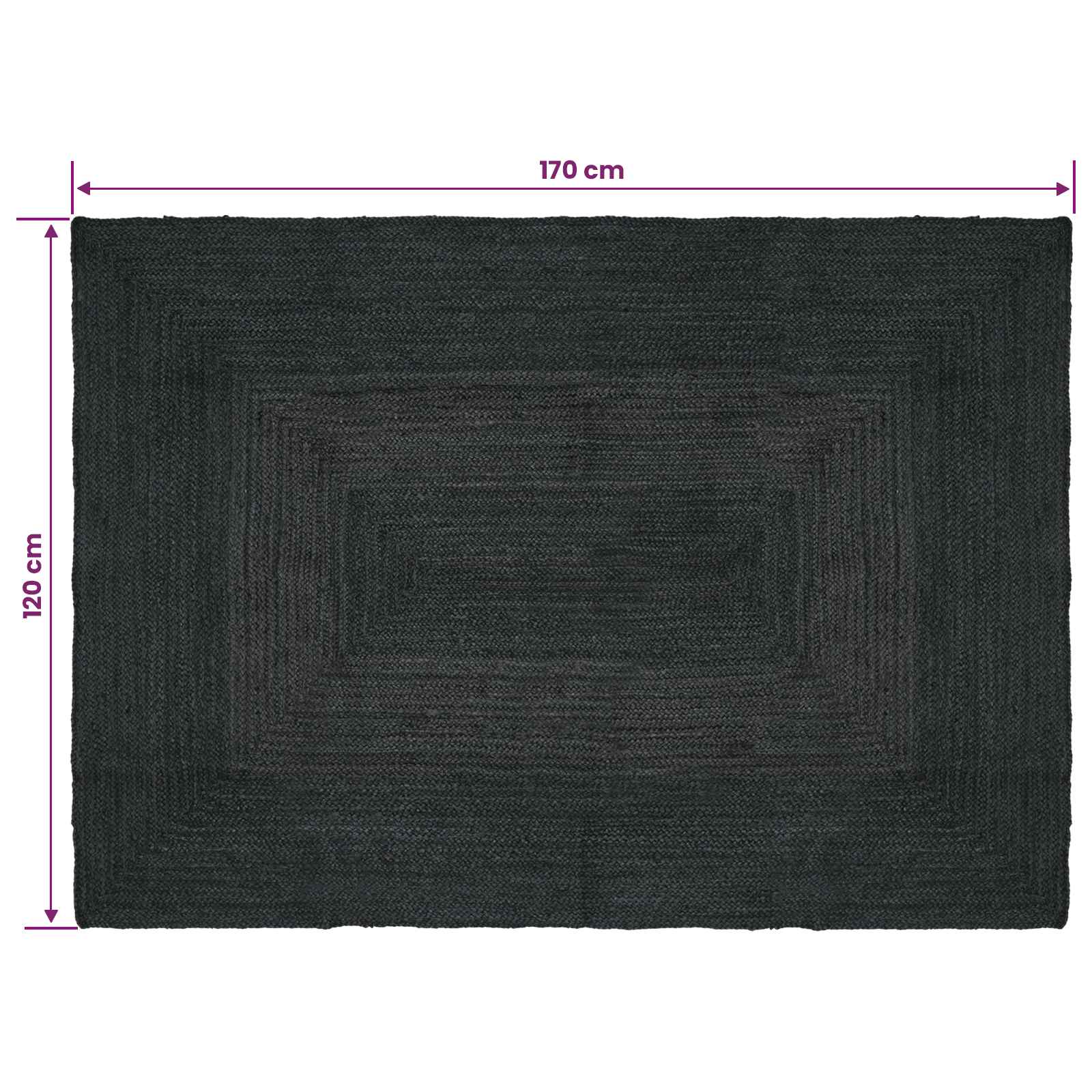Tappeto da Area Grigio Scuro 120 x 170 cm Juta