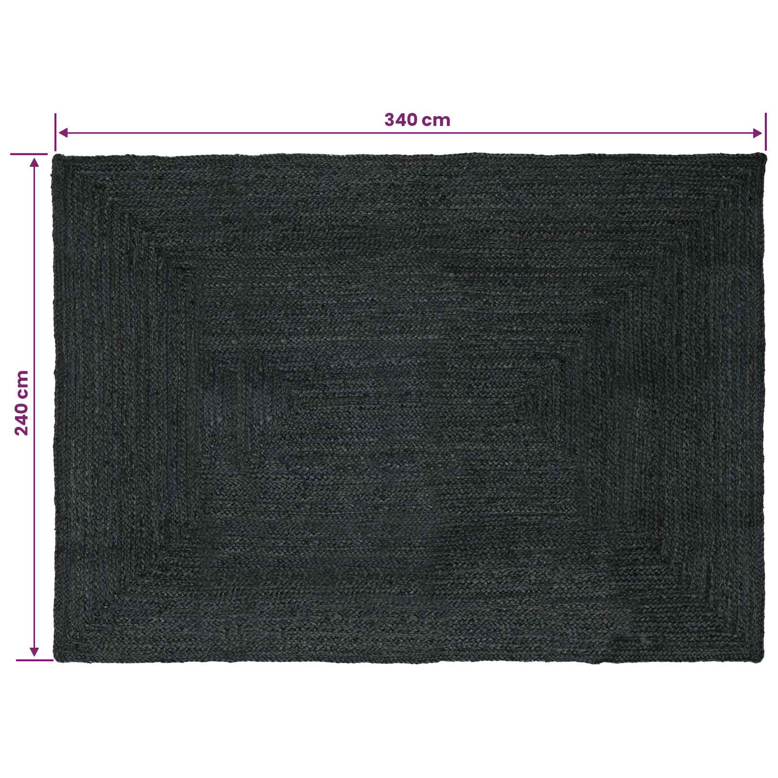 Tappeto da Area Grigio Scuro 240 x 340 cm Juta