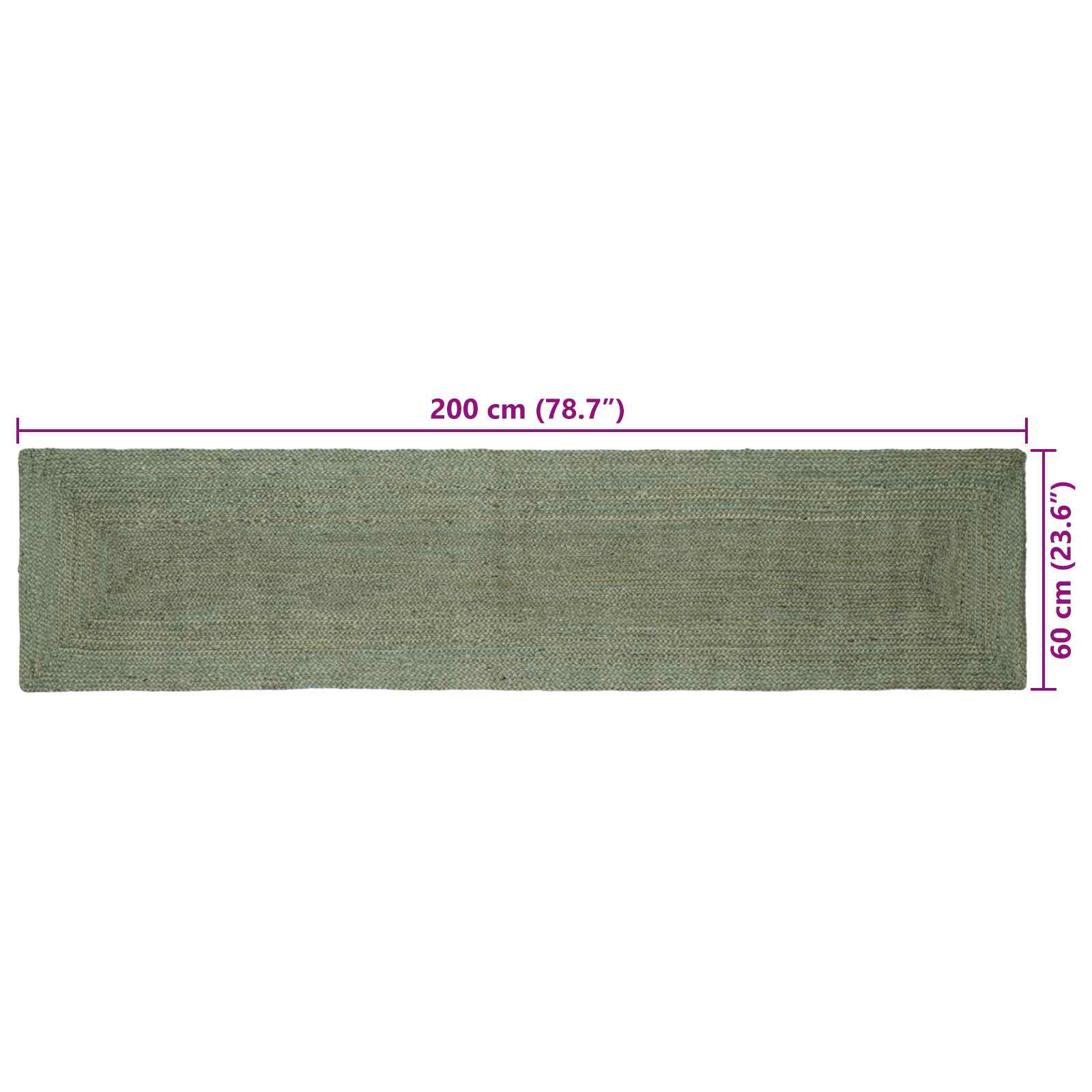 Tappeto da Area Verde Oliva 60 x 200 cm Juta