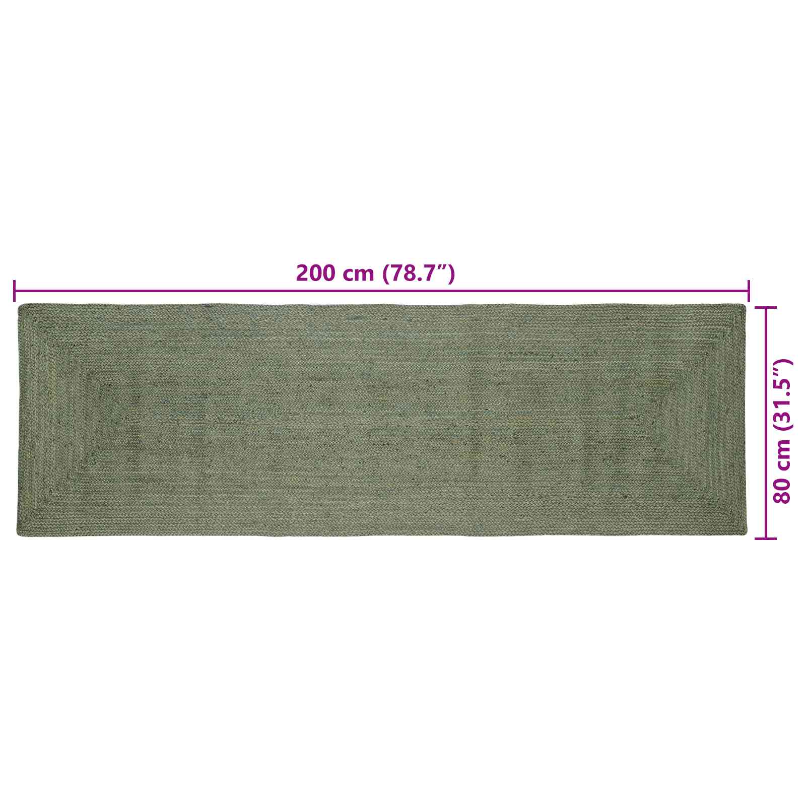 Tappeto da Area Verde Oliva 80 x 200 cm Juta