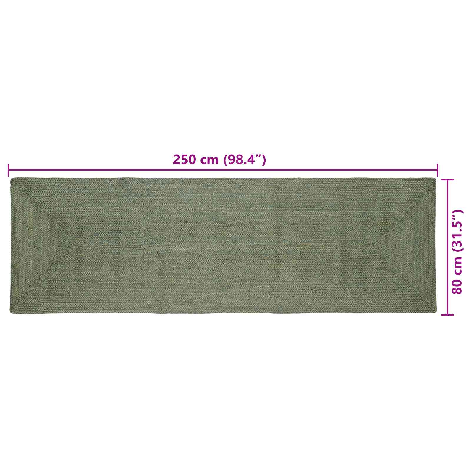 Tappeto da Area Verde Oliva 80 x 250 cm Juta