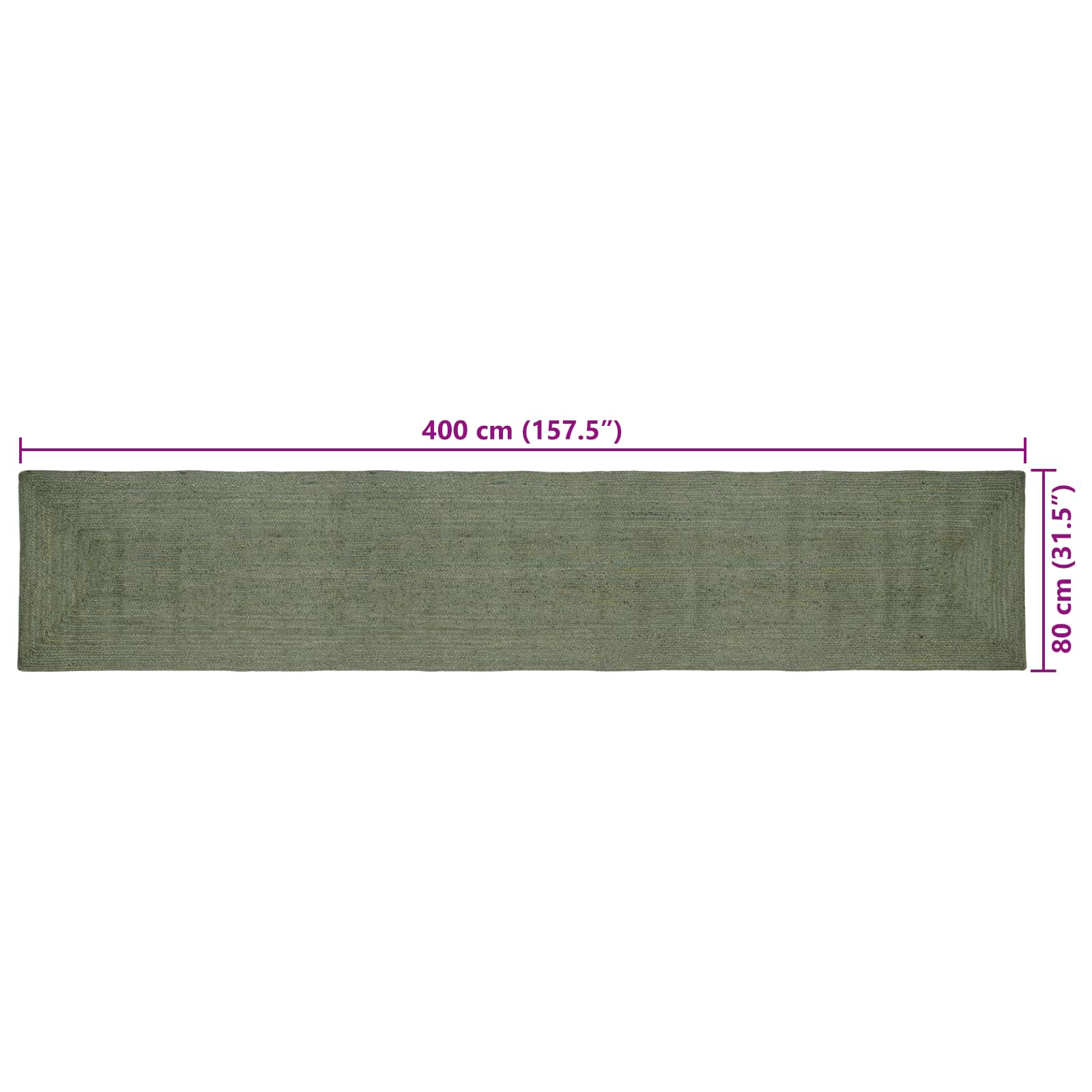 Tappeto da Area Verde Oliva 80 x 400 cm Juta
