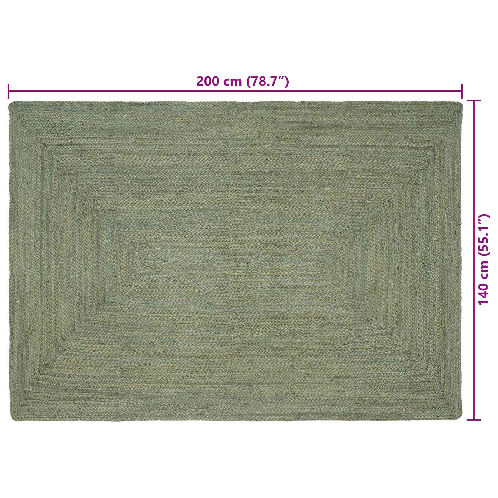 Tappeto da Area Verde Oliva 140 x 200 cm Juta