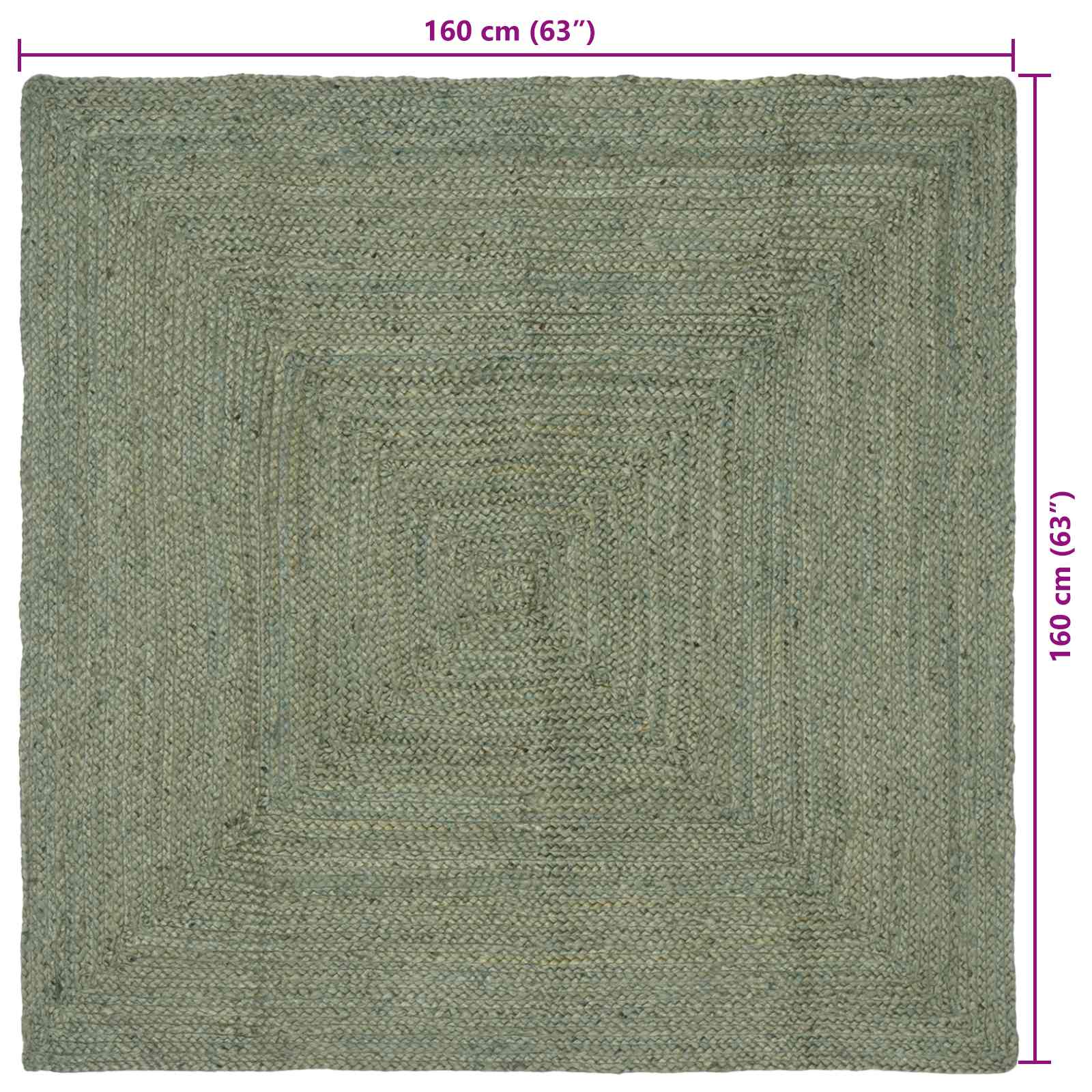 Tappeto da Area Verde Oliva 160 x 160 cm Juta