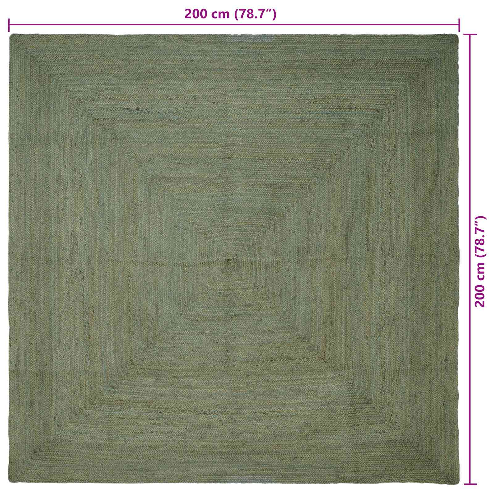 Tappeto da Area Verde Oliva 200 x 200 cm Juta