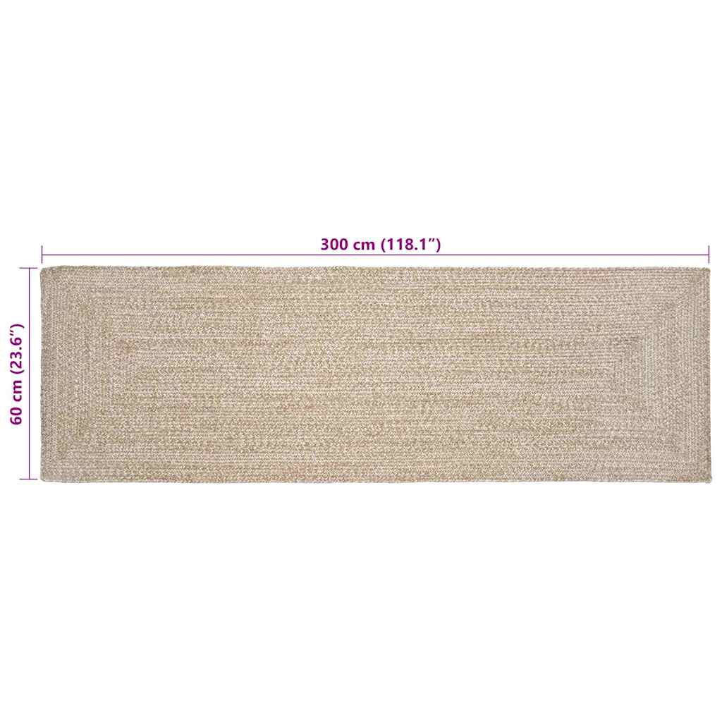 Tappeto da Area Naturale e Bianco 60 x 300 cm Juta