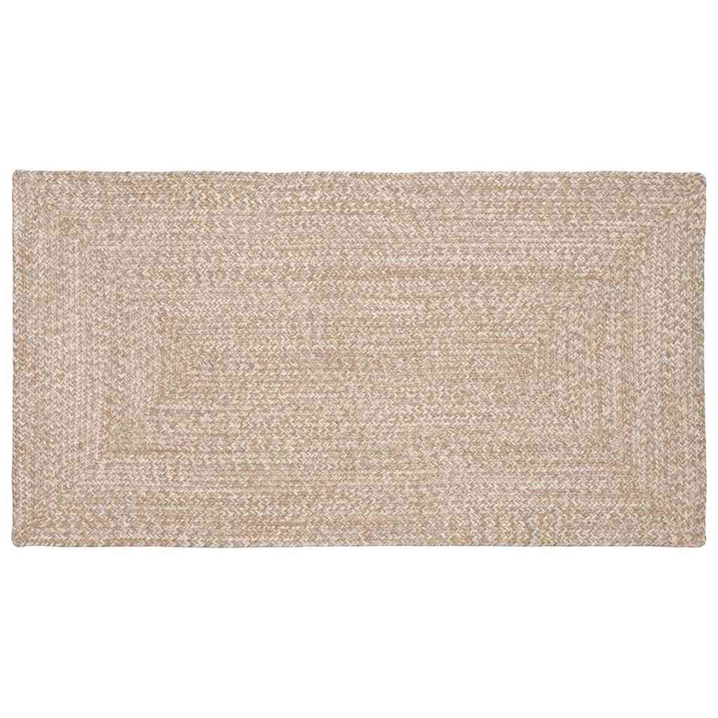 Tappeto da Area Naturale e Bianco 80 x 150 cm Juta