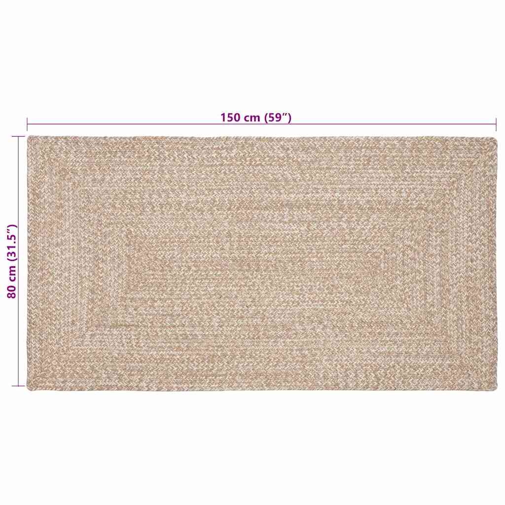 Tappeto da Area Naturale e Bianco 80 x 150 cm Juta