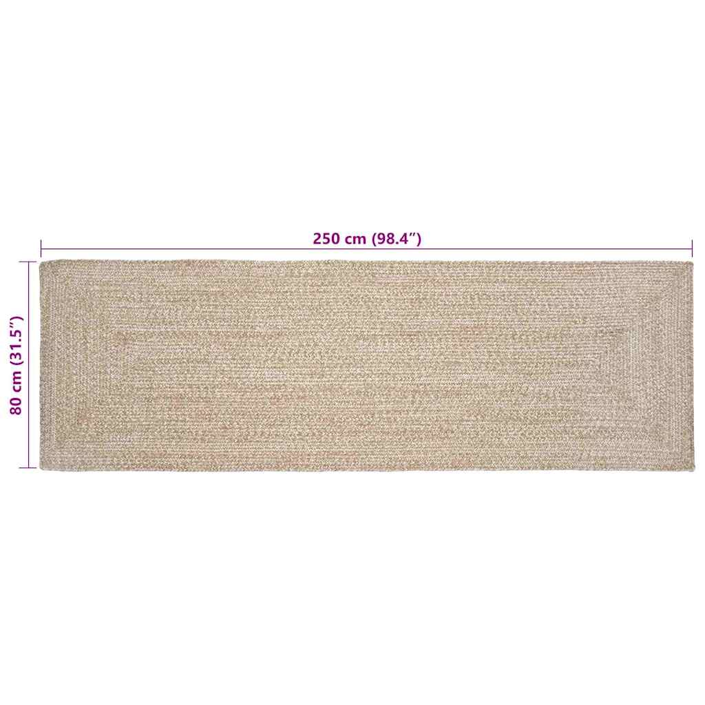 Tappeto da Area Naturale e Bianco 80 x 250 cm Juta