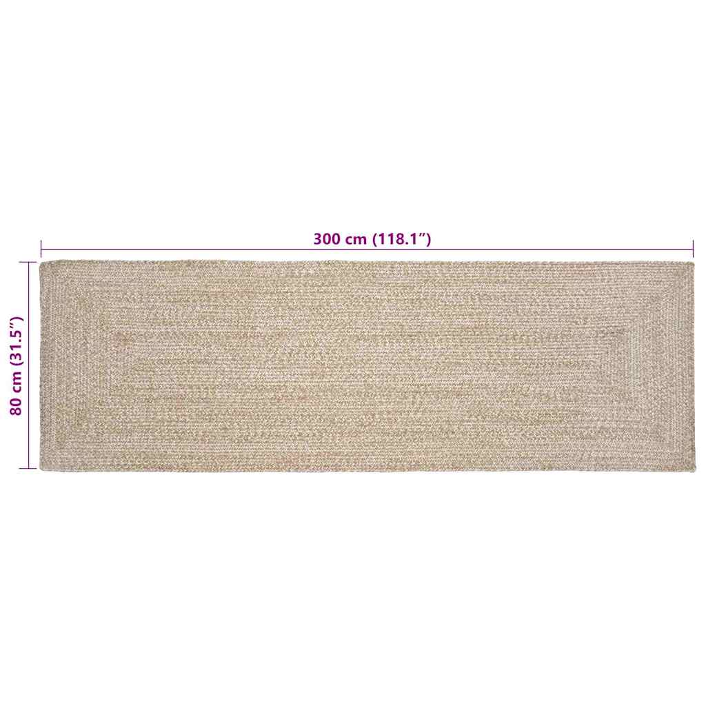 Tappeto da Area Naturale e Bianco 80 x 300 cm Juta