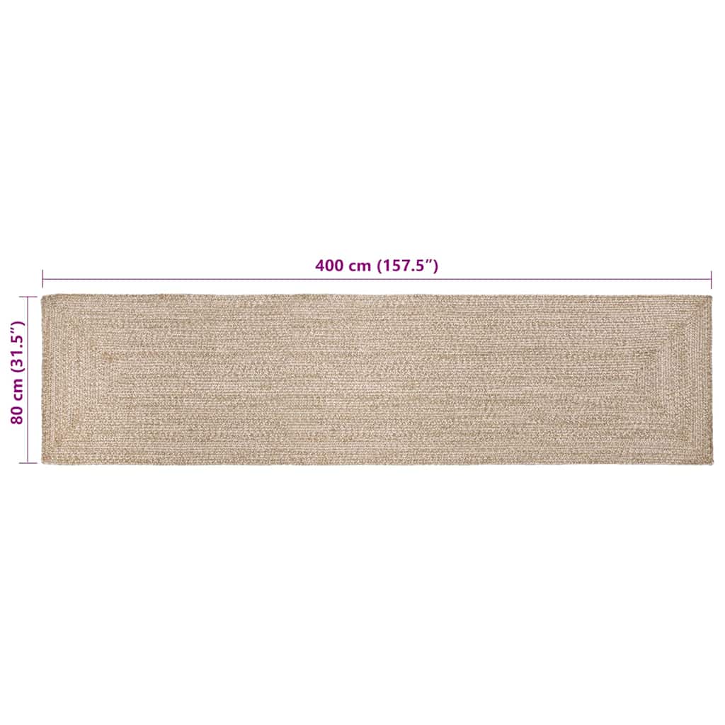 Tappeto da Area Naturale e Bianco 80 x 400 cm Juta