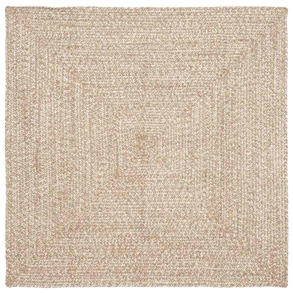 Tappeto da Area Naturale e Bianco 120 x 120 cm Juta