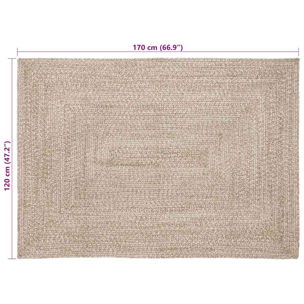 Tappeto da Area Naturale e Bianco 120 x 170 cm Juta