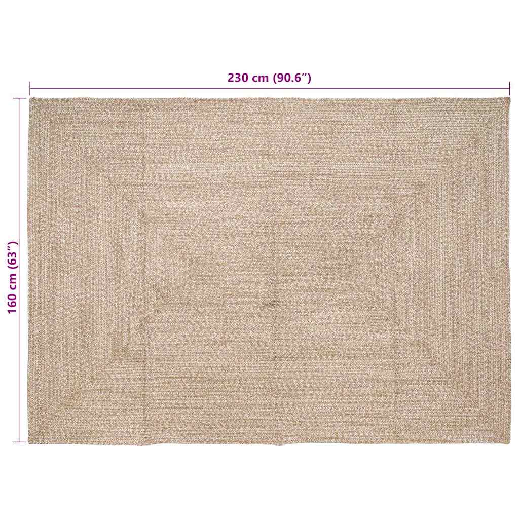 Tappeto da Area Naturale e Bianco 160 x 230 cm Juta