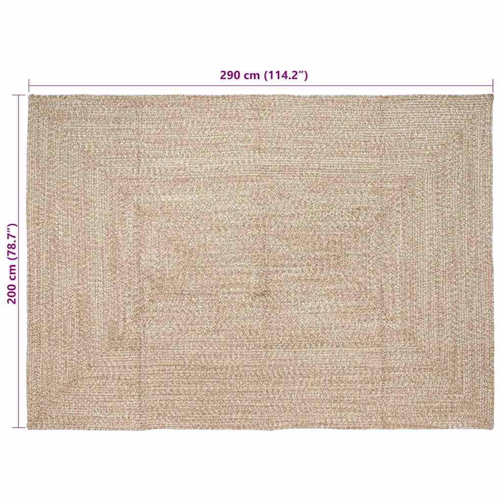 Tappeto da Area Naturale e Bianco 200 x 290 cm Juta