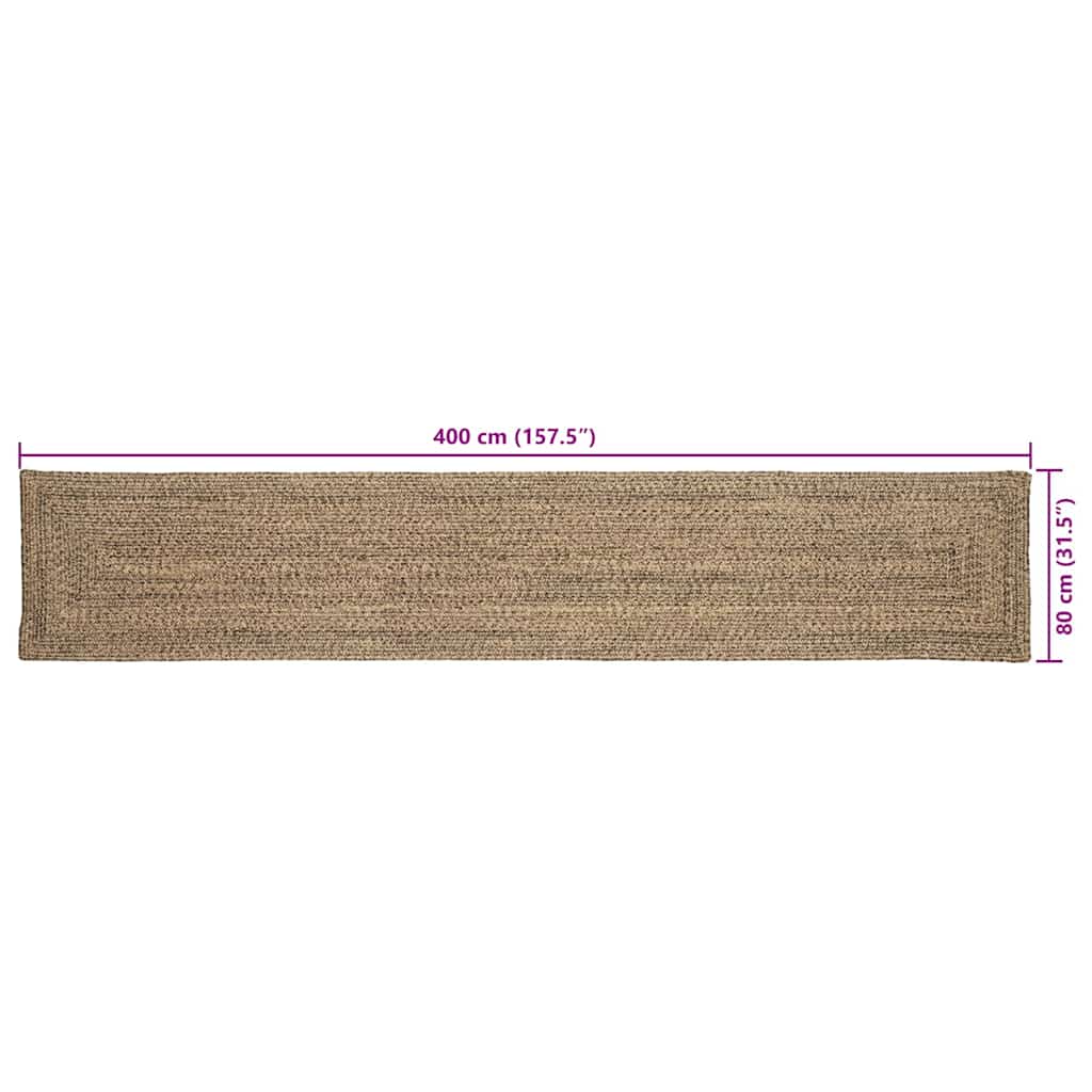 Tappeto da Area Naturale e Nero 80 x 400 cm Juta